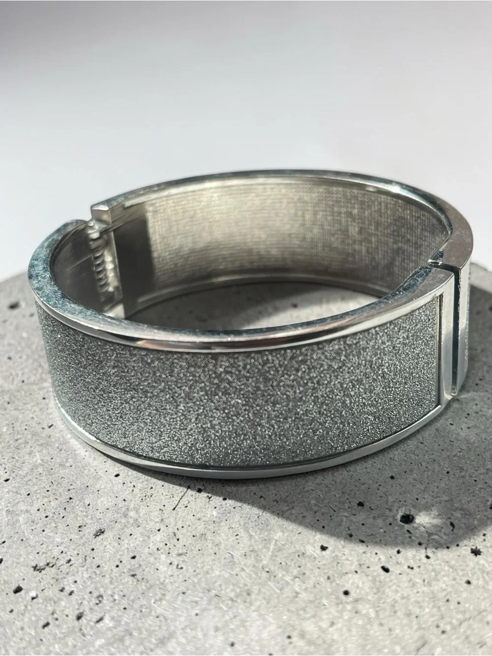 Silver Glitter Crystal Bangle Bracelet Curated Pair